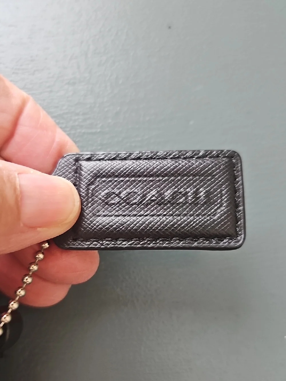 Coach Darcy Bow Black Leather Crossbody Bag, Side Pocket‎ Coach Tag.